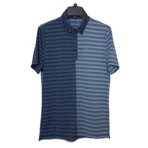 G/Fore Mens Polo Shirt Split Stripe Fjord Blue Performance Golf Medium